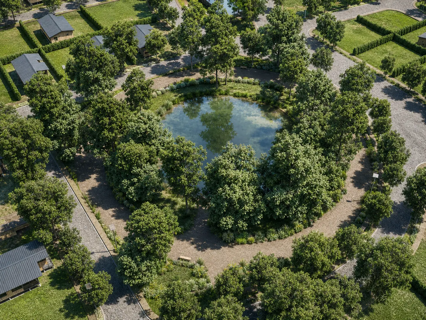 Laguna artificial rodeada de naturaleza